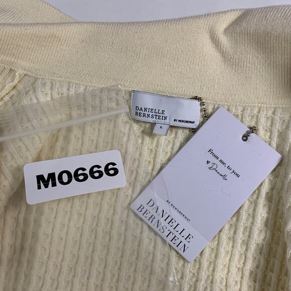 DANIELLE BERNSTEIN L NEW Knit Wrap Top Ivory Cableknit Crisscross - Picture 4 of 9